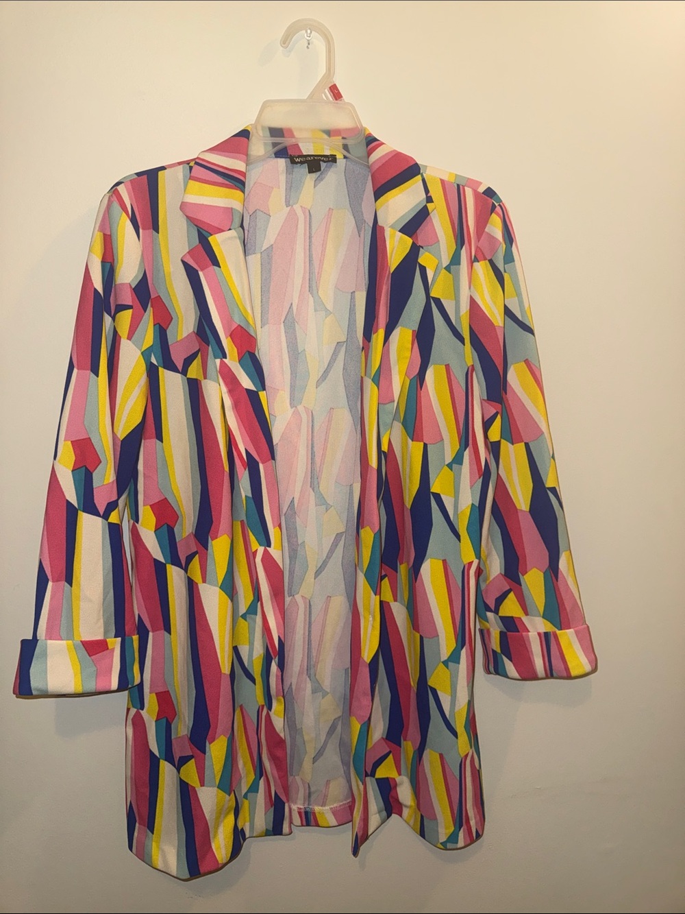 Wearever Colorblock Geometric Open Front Blazer - Multicolor